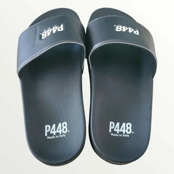 𝅺p448 Super Water Resistant Slide Sandal Women's 37/6.5 Contoured Footbed Black - Picture 4 of 7